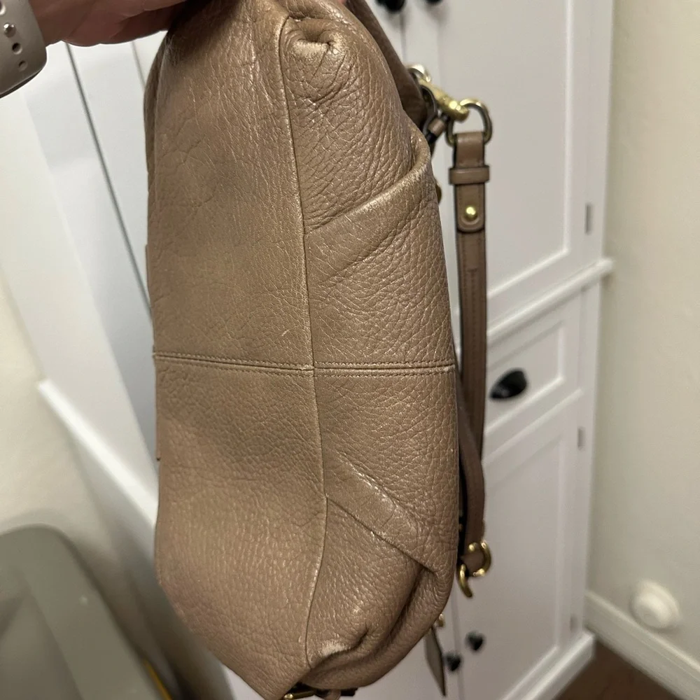 Coach Brooke Taupe Leather Shoulder Bag with Gold Accents - Picture 9 of 11